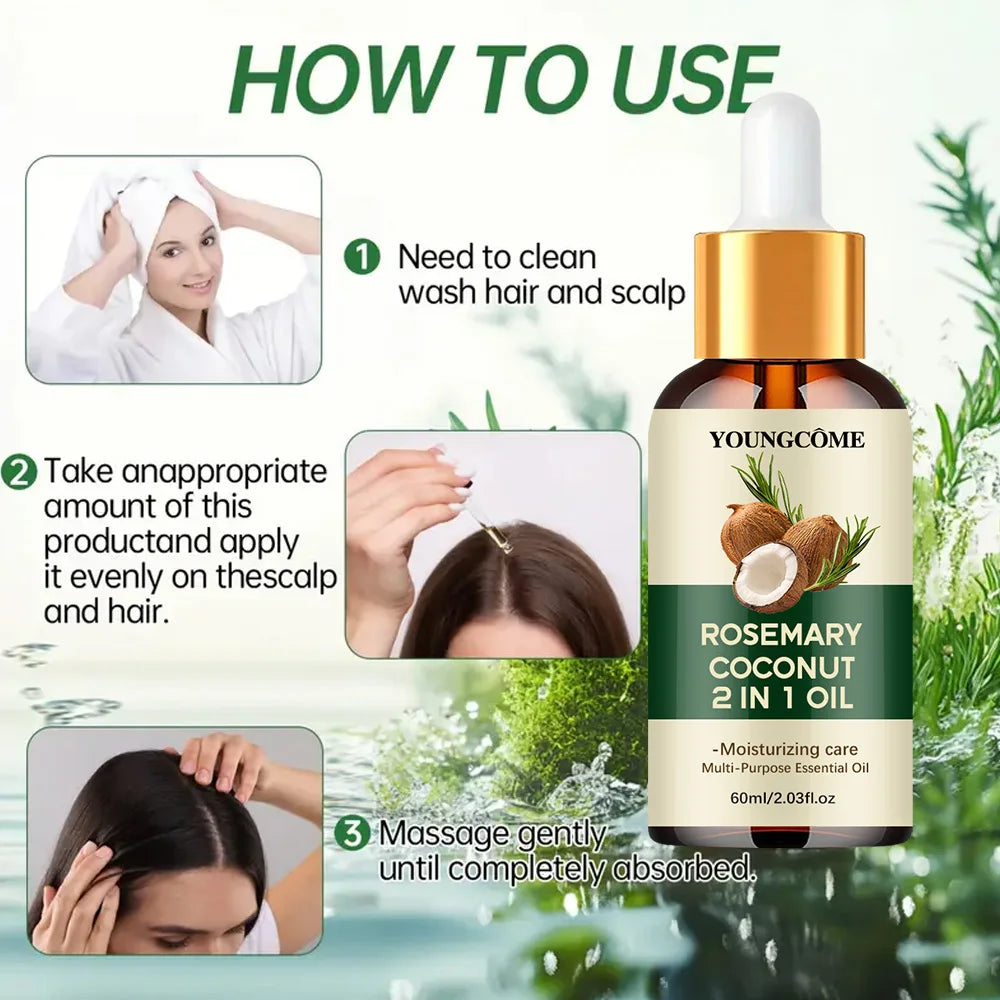 Huile pour cheveux romarin & noix de coco