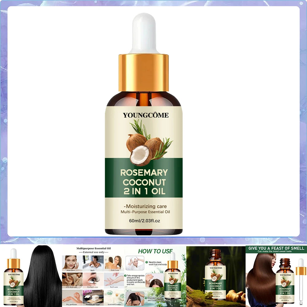 Huile pour cheveux romarin & noix de coco